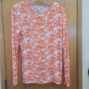 Michael Kors Rayon Orange Print Long Sleeve T-Shirt Small EUC